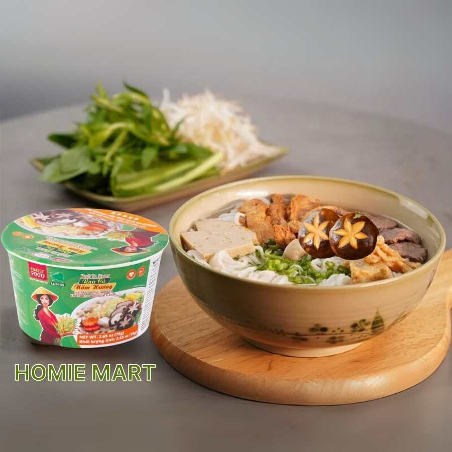 Box of Binh Tay Vegan Mushroom Flavour Pho Bowl Noodles 9x75g - Image 2