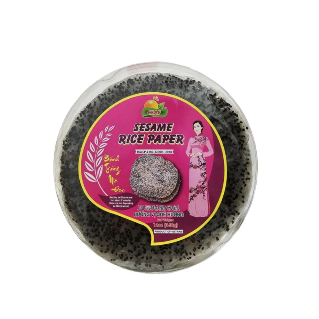 Ceaf Rice Cracker Black Sesame 22cm 340g (Banh Trang Me Den)