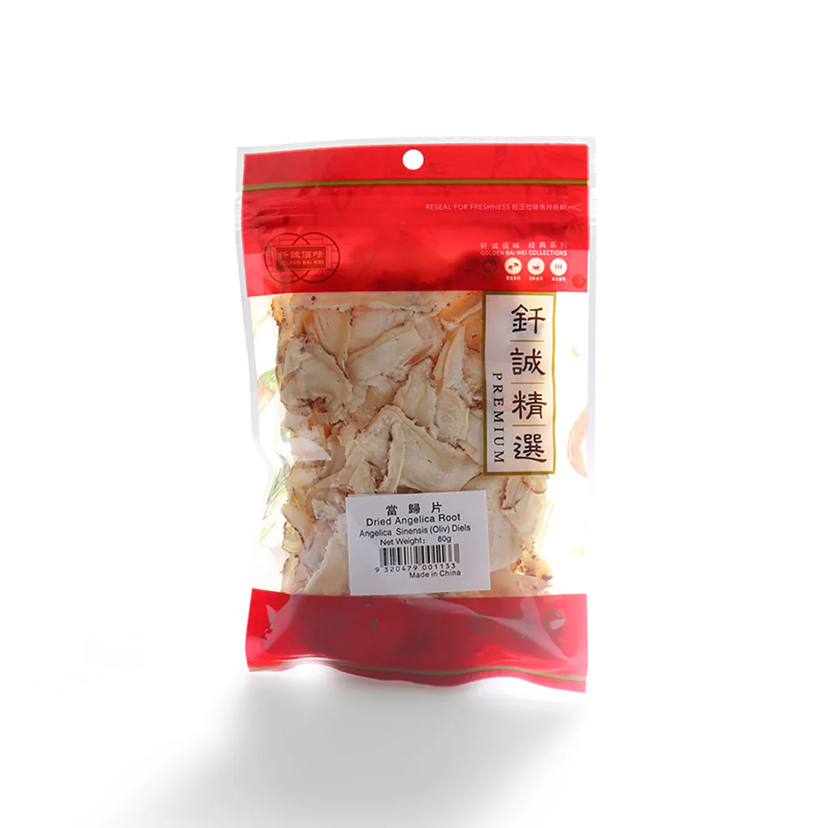 Golden Bai Wei Dried Sliced Angelica Root 50g