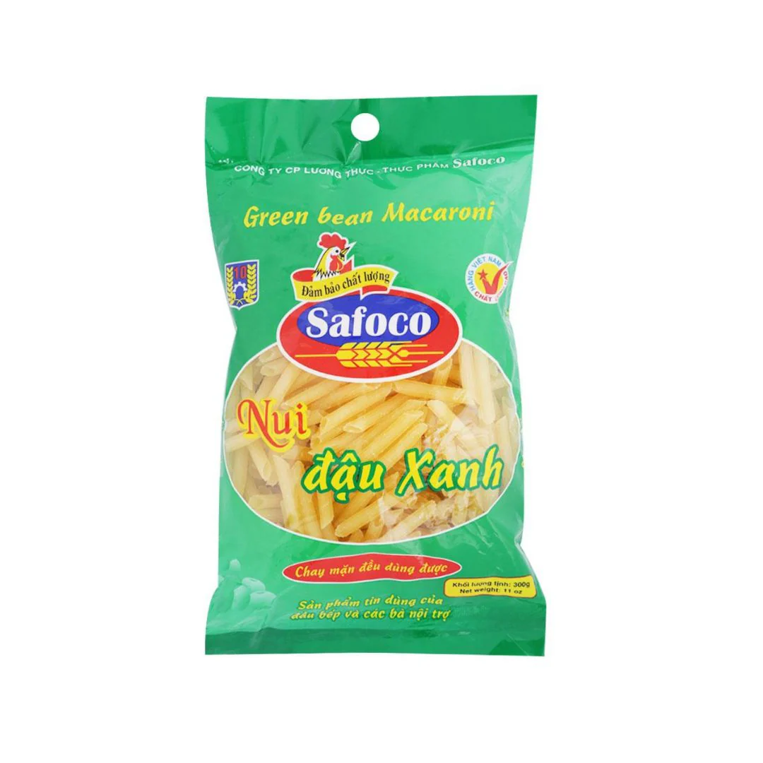Green Beans Macaroni Penne Shape Safoco 300g (Nui Dau Xanh Ong Xeo)