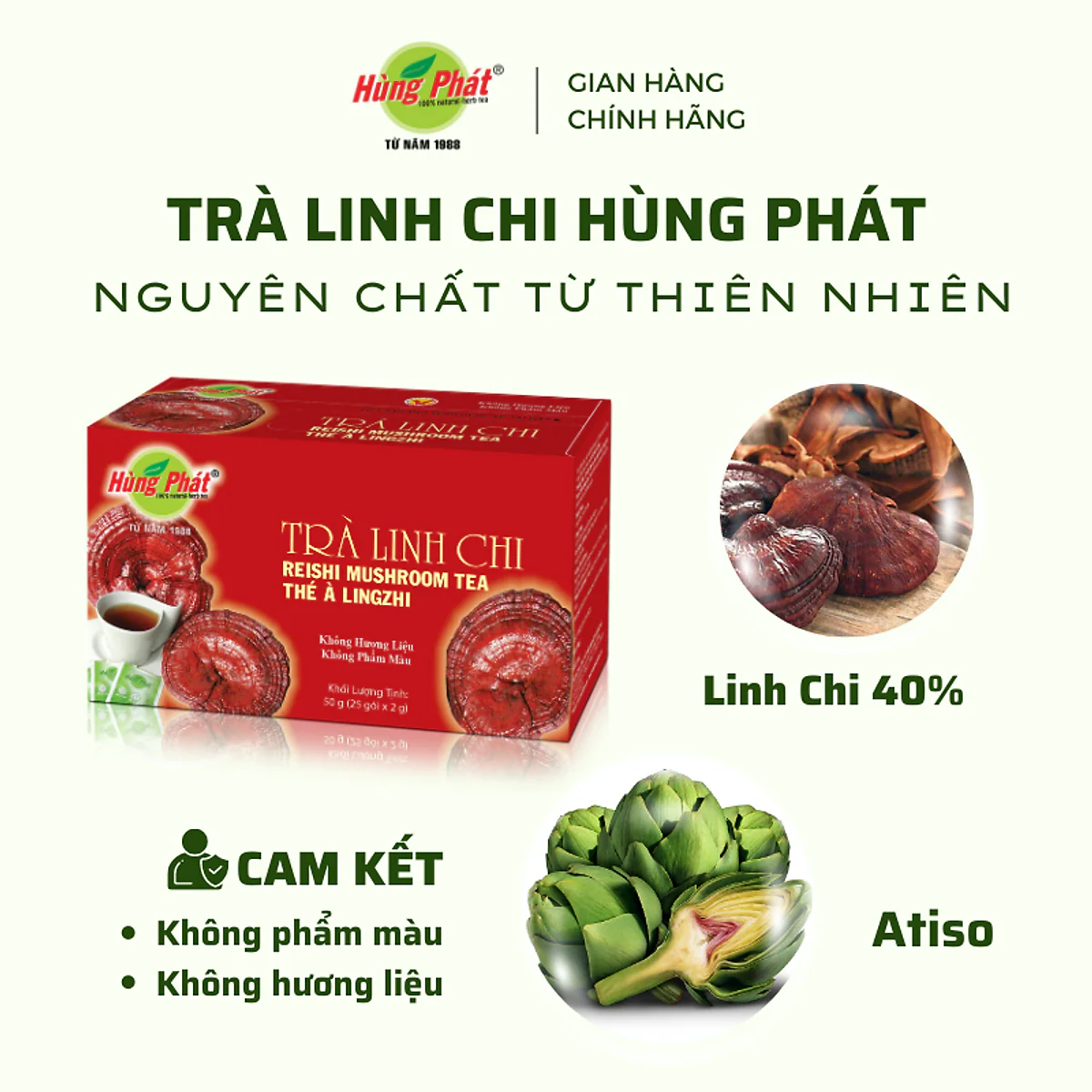 Hung Phat Reishi Mushroom Tea 50g (Tra Linh Chi) - Image 2