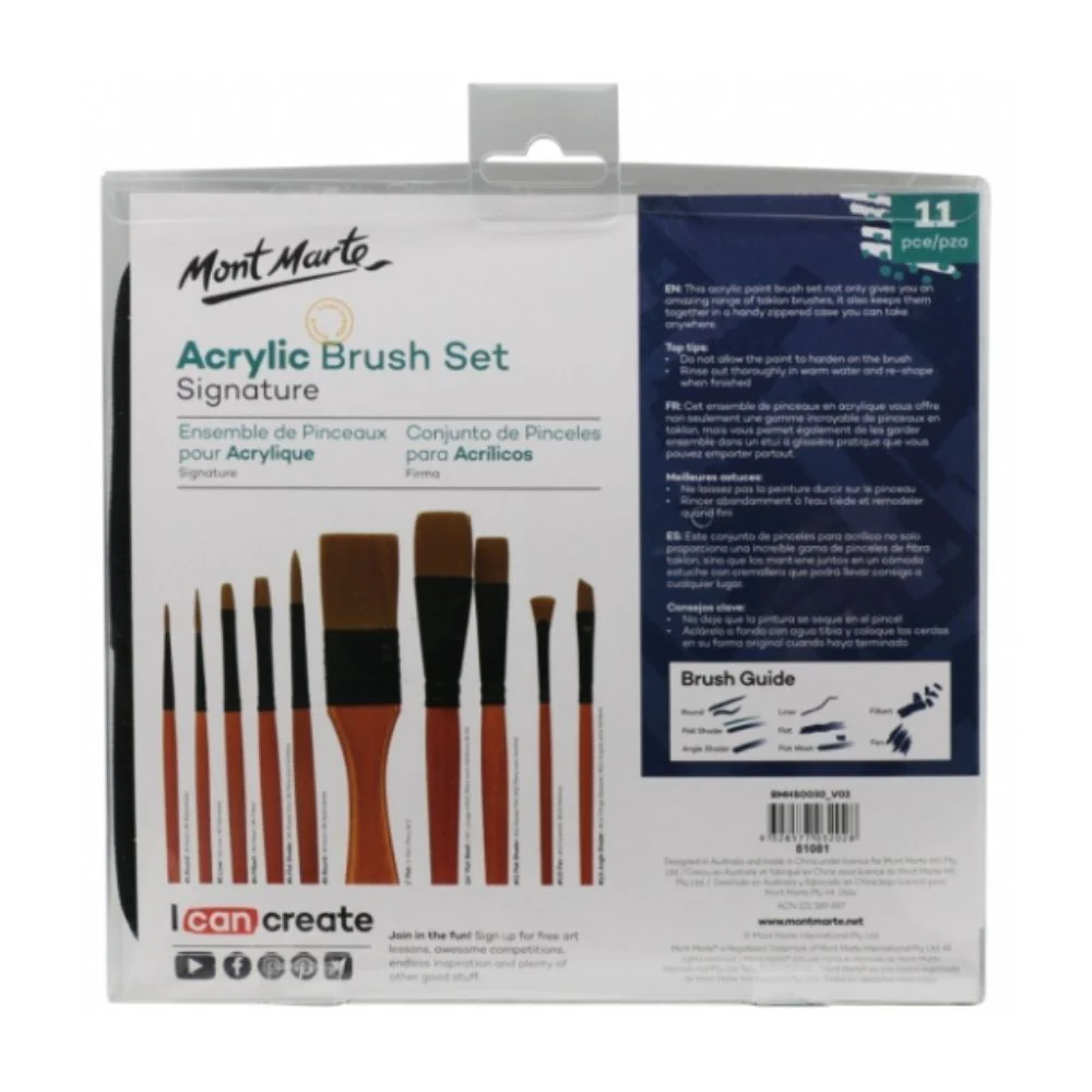 Mont Marte Acrylic Brushes Signature 11pcs - Image 2