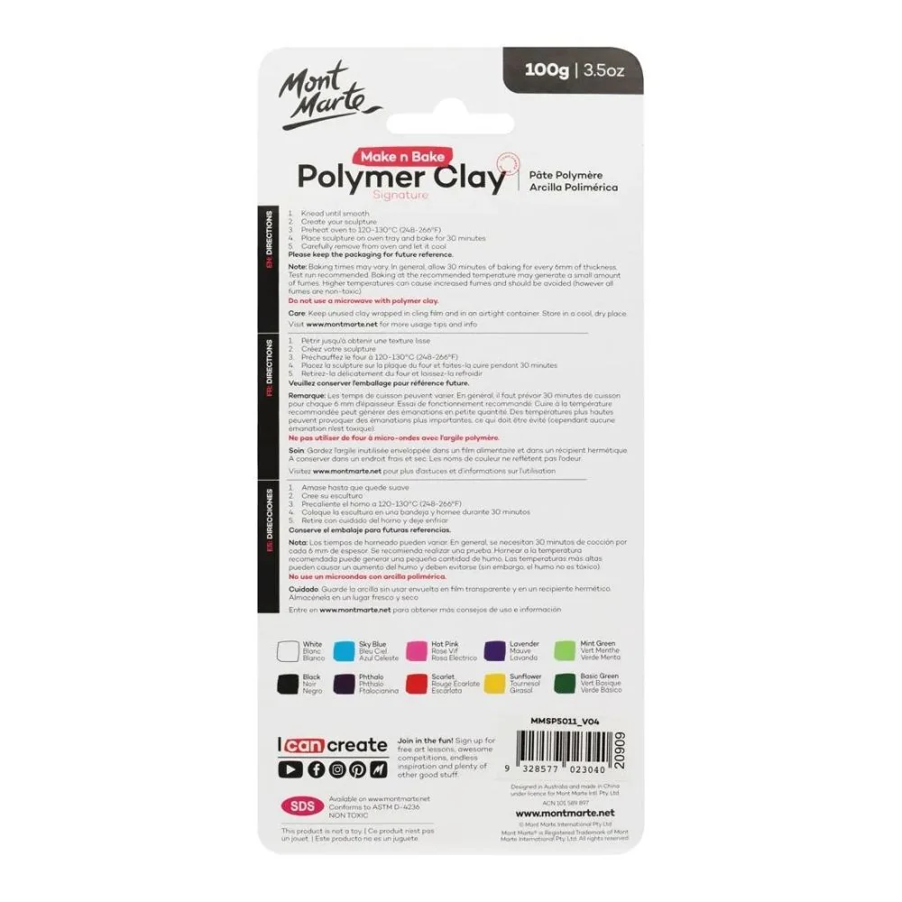 Mont Marte Make n Bake Polymer Clay Signature 100g (3.5oz) 10pc - Image 3