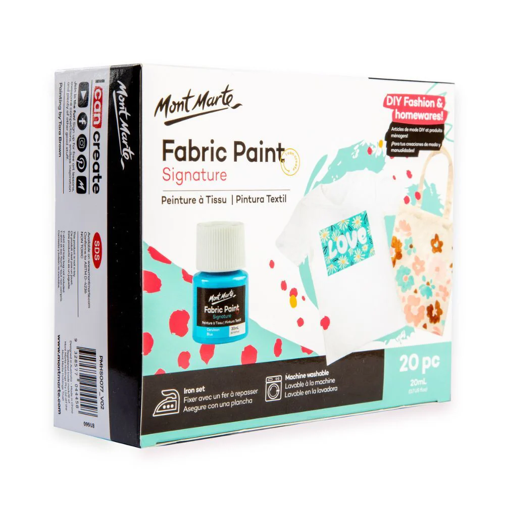 MONT MARTE Signature Fabric Paint Set Textile Art Craft Artistic 20x20ml - Image 2
