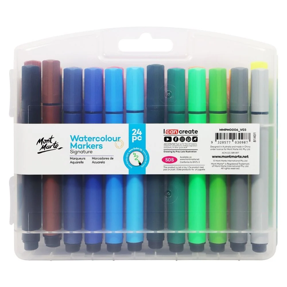 Mont Marte Signature Marker Set - Watercolour Markers Tri-Grip In Case 24pc - Image 3